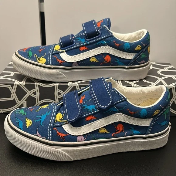 Vans Kids Dino Old School V Velcro Sneakers Size 3 - Picture 2 of 10